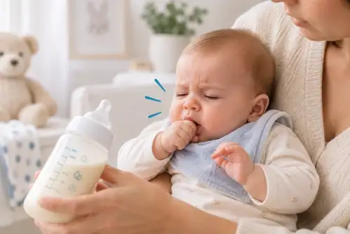 bebe se atraganta con biberon